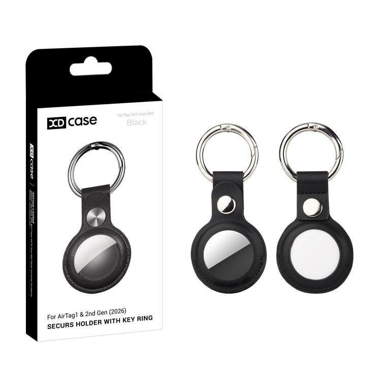 Custodia protettiva XDcase a doppia faccia in ecopelle traforata con anello in metallo., For AirTag 2nd Gen / AirTag 1st Gen