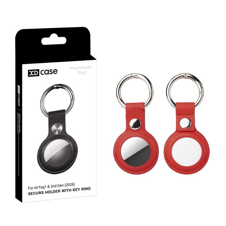 Custodia protettiva XDcase a doppia faccia in ecopelle traforata con anello in metallo., For AirTag 2nd Gen / AirTag 1st Gen