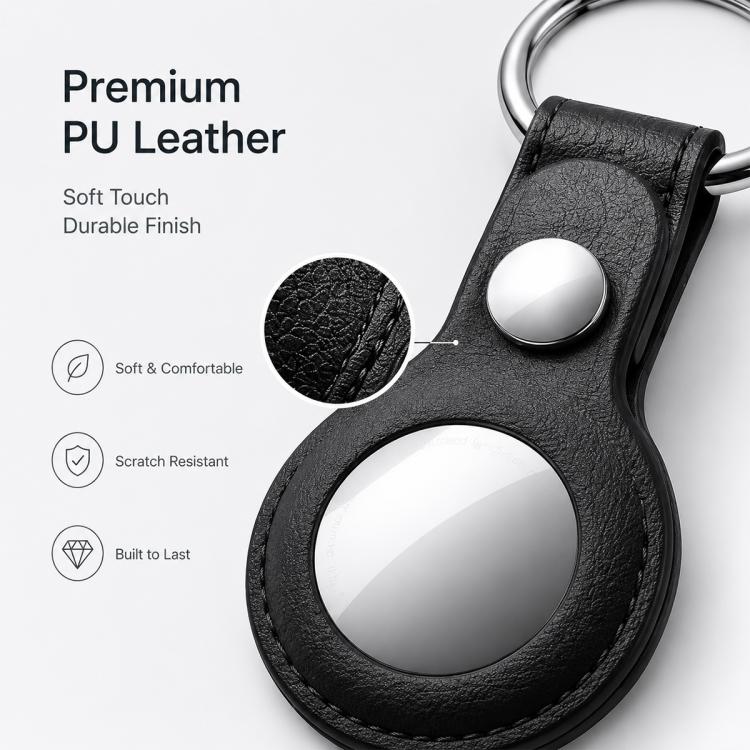 Custodia protettiva XDcase a doppia faccia in ecopelle traforata con anello in metallo., For AirTag 2nd Gen / AirTag 1st Gen