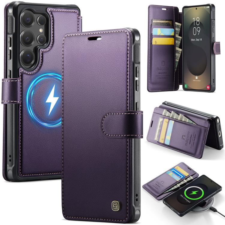 Custodia per telefono AutSpace A15 con chiusura magnetica retrò in pelle vegana, For Samsung Galaxy S25 / S24 5G, For Samsung Galaxy S25+ / S24+ 5G, For Samsung Galaxy S25 Ultra 5G, For Samsung Galaxy S24 Ultra 5G