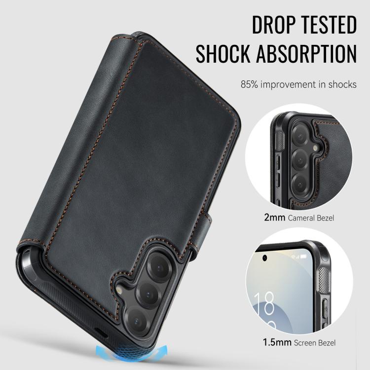 Custodia per telefono AutSpace A15 con chiusura magnetica retrò in pelle vegana, For Samsung Galaxy S26+ 5G, For Samsung Galaxy S26 Ultra 5G, For Samsung Galaxy S26 5G, For Samsung Galaxy S25 Edge 5G