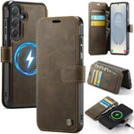 Custodia per telefono AutSpace A15 con chiusura magnetica retrò in pelle vegana, For Samsung Galaxy S25 / S24 5G, For Samsung Galaxy S25+ / S24+ 5G, For Samsung Galaxy S25 Ultra 5G, For Samsung Galaxy S24 Ultra 5G