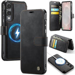 Custodia per telefono AutSpace A15 con chiusura magnetica retrò in pelle vegana, For Samsung Galaxy S26+ 5G, For Samsung Galaxy S26 Ultra 5G, For Samsung Galaxy S26 5G, For Samsung Galaxy S25 Edge 5G