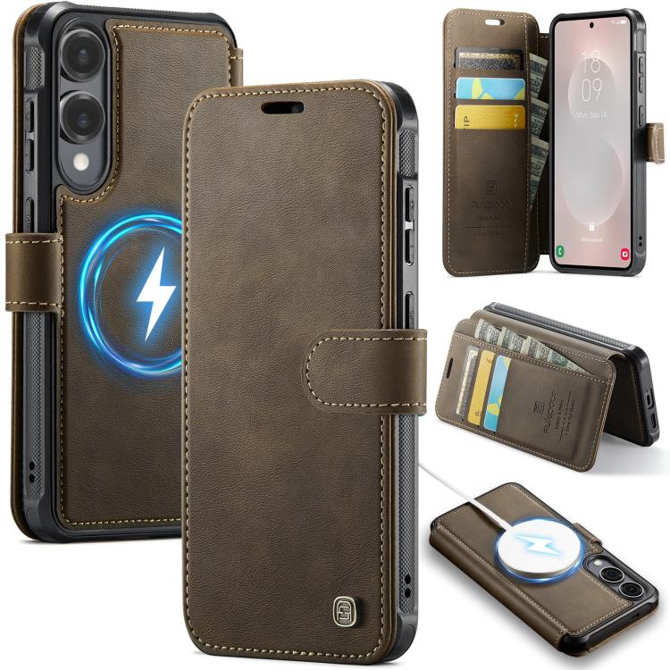 Custodia per telefono AutSpace A15 con chiusura magnetica retrò in pelle vegana, For Samsung Galaxy S26+ 5G, For Samsung Galaxy S26 Ultra 5G, For Samsung Galaxy S26 5G, For Samsung Galaxy S25 Edge 5G