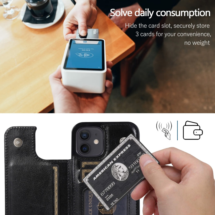 Custodia portafoglio in pelle PU e TPU per iPhone 12 e 12 Pro