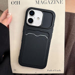 Custodia per telefono in TPU con scomparto per carte e texture litchi a tinta unita., For iPhone 17 Pro Max, For iPhone 17 Pro, For iPhone 17, For iPhone 16 Pro Max