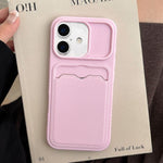 Custodia per telefono in TPU con scomparto per carte e texture litchi a tinta unita., For iPhone 16 Pro, For iPhone 16 Plus, For iPhone 16, For iPhone 15 Pro Max