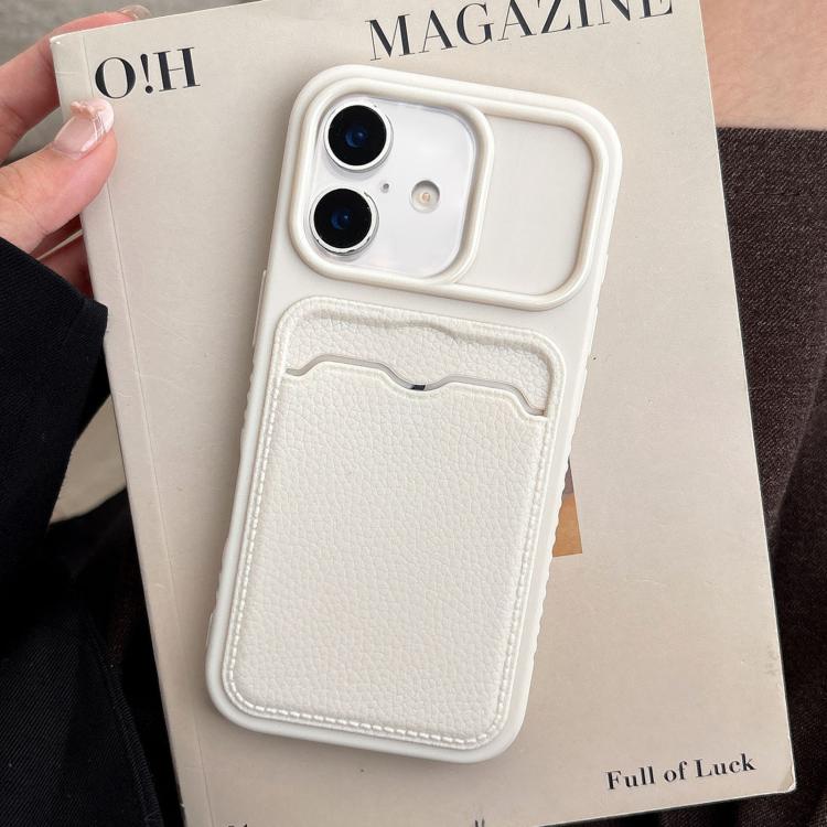 Custodia per telefono in TPU con scomparto per carte e texture litchi a tinta unita., For iPhone 16 Pro, For iPhone 16 Plus, For iPhone 16, For iPhone 15 Pro Max