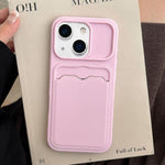 Custodia per telefono in TPU con scomparto per carte e texture litchi a tinta unita., For iPhone 15 Pro, For iPhone 15 Plus, For iPhone 15, For iPhone 14 Plus