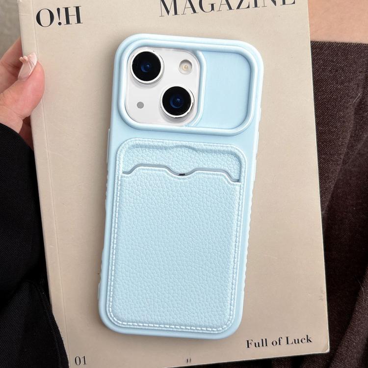 Custodia per telefono in TPU con scomparto per carte e texture litchi a tinta unita., For iPhone 15 Pro, For iPhone 15 Plus, For iPhone 15, For iPhone 14 Plus
