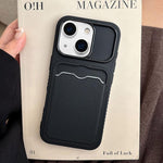 Custodia per telefono in TPU con scomparto per carte e texture litchi a tinta unita., For iPhone 13 Pro, For iPhone 13, For iPhone 12, For iPhone 12 Pro Max