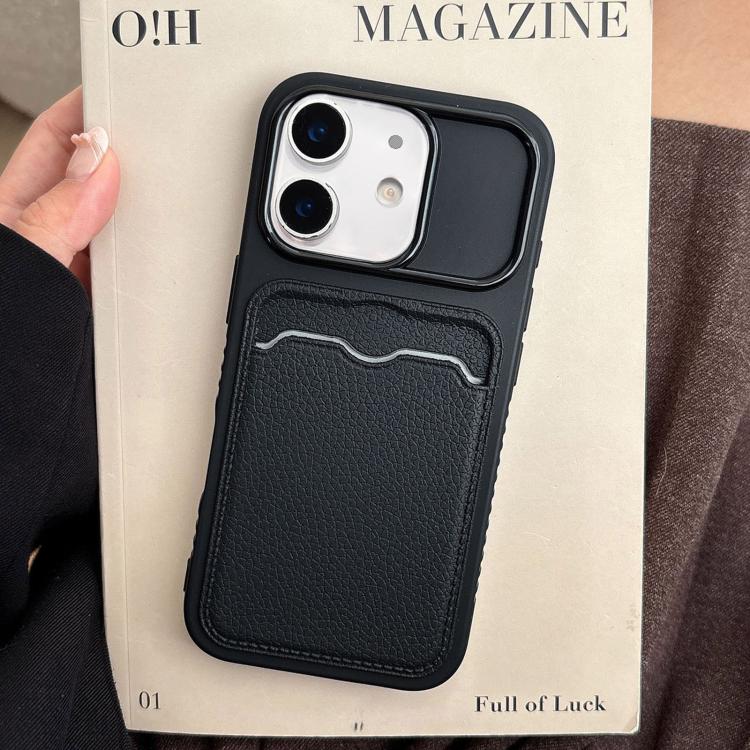 Custodia per telefono in TPU con scomparto per carte e texture litchi a tinta unita., For iPhone 13 Pro, For iPhone 13, For iPhone 12, For iPhone 12 Pro Max