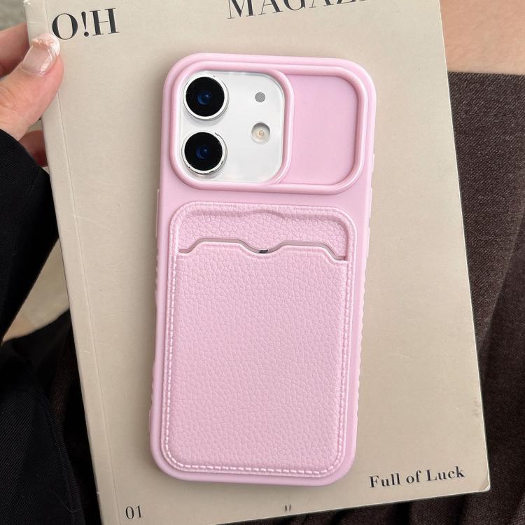 Custodia per telefono in TPU con scomparto per carte e texture litchi a tinta unita., For iPhone 13 Pro, For iPhone 13, For iPhone 12, For iPhone 12 Pro Max