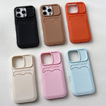 Custodia per telefono in TPU con scomparto per carte e texture litchi a tinta unita., For iPhone 16 Pro, For iPhone 16 Plus, For iPhone 16, For iPhone 15 Pro Max