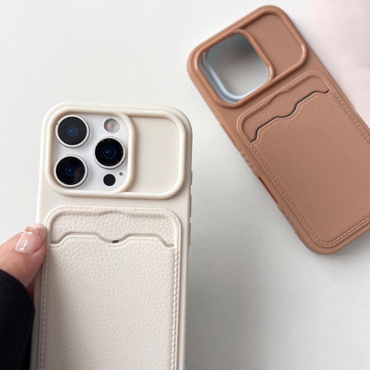 Custodia per telefono in TPU con scomparto per carte e texture litchi a tinta unita., For iPhone 13 Pro, For iPhone 13, For iPhone 12, For iPhone 12 Pro Max