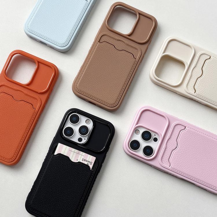 Custodia per telefono in TPU con scomparto per carte e texture litchi a tinta unita., For iPhone 14, For iPhone 14 Pro, For iPhone 14 Pro Max, For iPhone 13 Pro Max