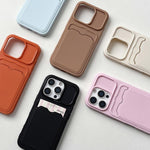 Custodia per telefono in TPU con scomparto per carte e texture litchi a tinta unita., For iPhone 15 Pro, For iPhone 15 Plus, For iPhone 15, For iPhone 14 Plus