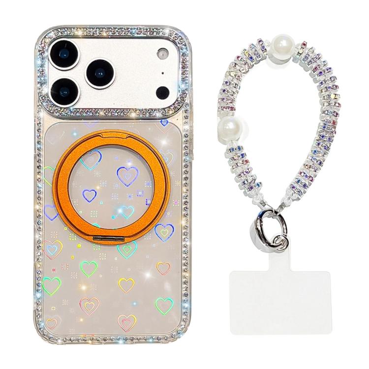Custodia per telefono Diamond IMD con supporto magnetico in metallo e cinturino, rotazione a 360°., For iPhone 17e / 16e, For iPhone 17 Pro Max