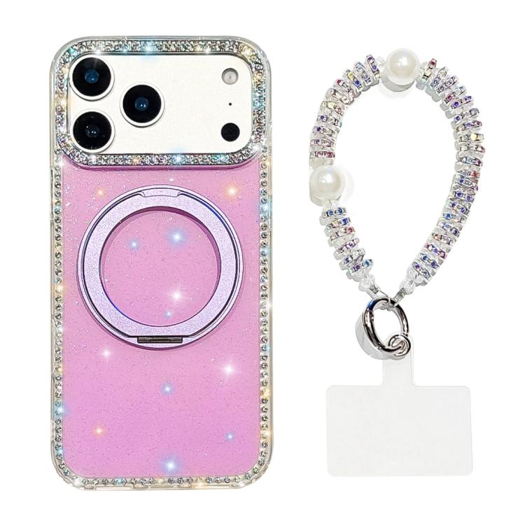 Custodia per telefono Diamond IMD con supporto magnetico in metallo e cinturino, rotazione a 360°., For iPhone 17e / 16e, For iPhone 17 Pro Max