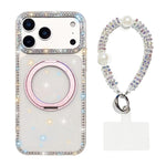 Custodia per telefono Diamond IMD con supporto magnetico in metallo e cinturino, rotazione a 360°., For iPhone 17 Pro, For iPhone 17