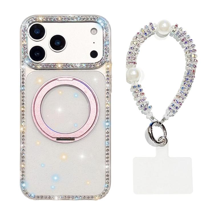 Custodia per telefono Diamond IMD con supporto magnetico in metallo e cinturino, rotazione a 360°., For iPhone 17 Pro, For iPhone 17