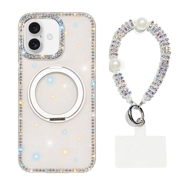 Custodia per telefono Diamond IMD con supporto magnetico in metallo e cinturino, rotazione a 360°., For iPhone 17 Pro, For iPhone 17
