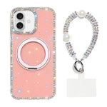 Custodia per telefono Diamond IMD con supporto magnetico in metallo e cinturino, rotazione a 360°., For iPhone 17 Pro, For iPhone 17