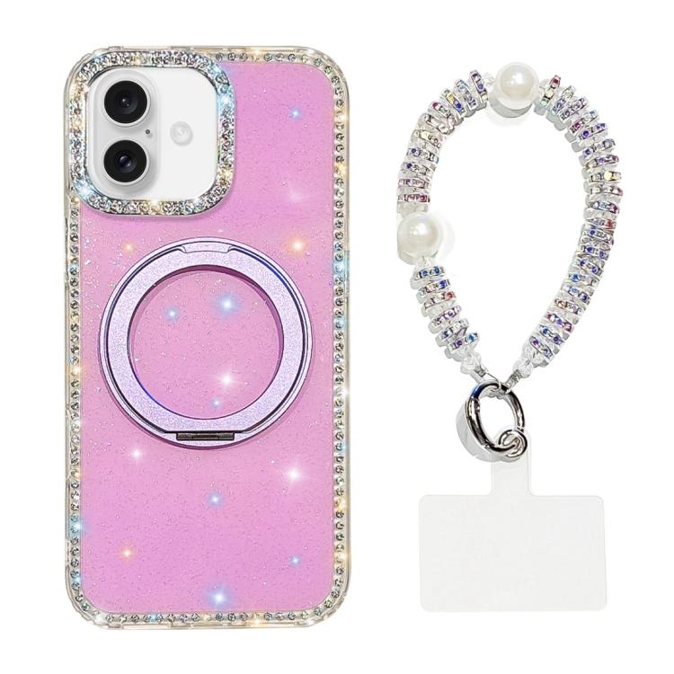 Custodia per telefono Diamond IMD con supporto magnetico in metallo e cinturino, rotazione a 360°., For iPhone 17 Pro, For iPhone 17