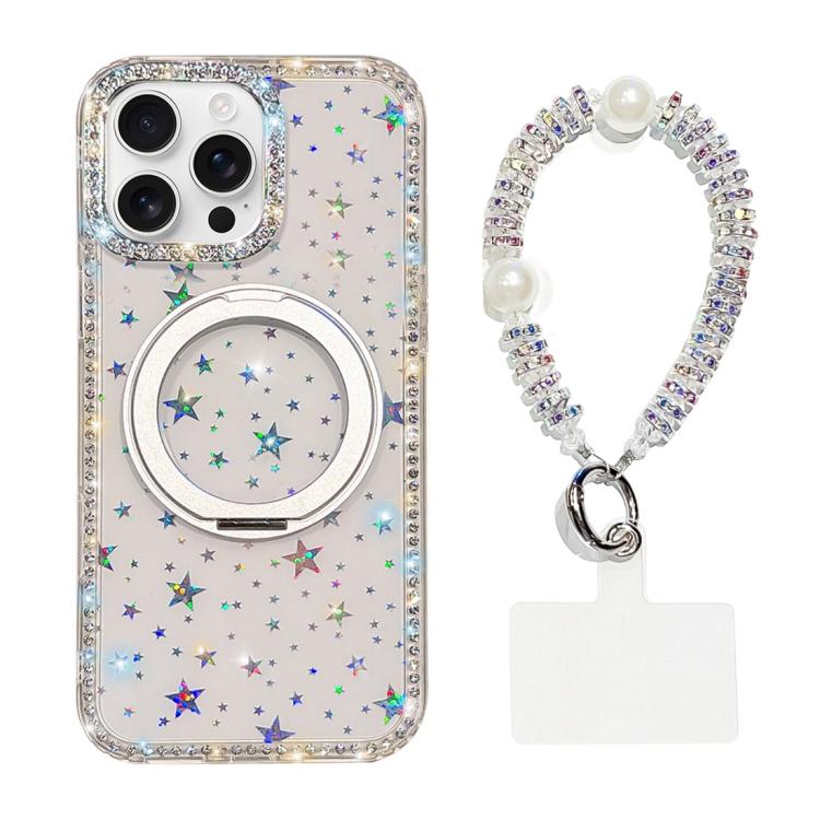 Custodia per telefono Diamond IMD con supporto magnetico in metallo e cinturino, rotazione a 360°., For iPhone 16 Pro, For iPhone 16