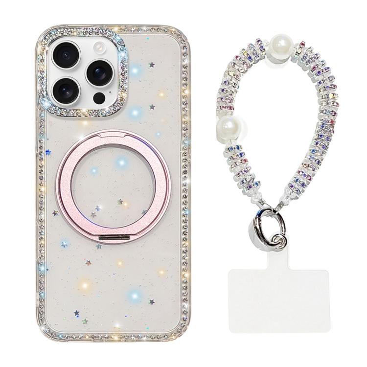 Custodia per telefono Diamond IMD con supporto magnetico in metallo e cinturino, rotazione a 360°., For iPhone 16 Pro, For iPhone 16