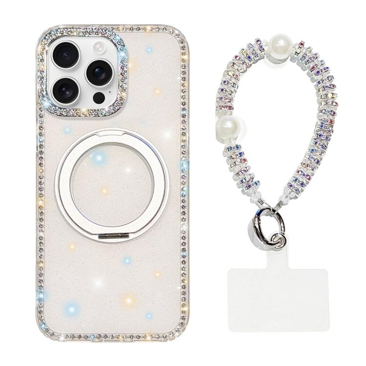 Custodia per telefono Diamond IMD con supporto magnetico in metallo e cinturino, rotazione a 360°., For iPhone 16 Pro, For iPhone 16