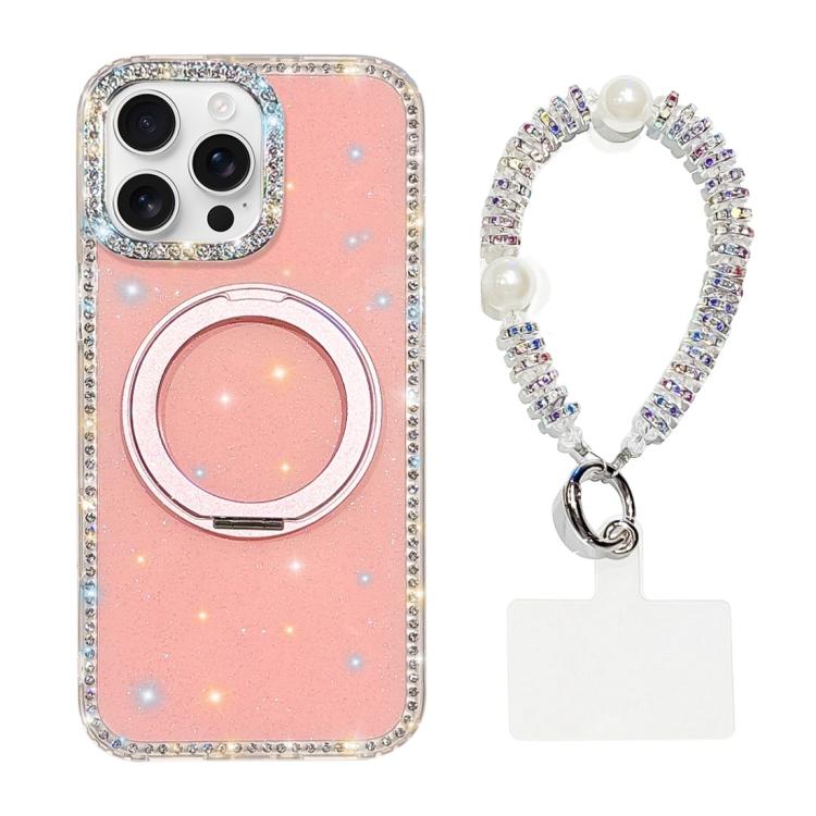 Custodia per telefono Diamond IMD con supporto magnetico in metallo e cinturino, rotazione a 360°., For iPhone 16 Pro, For iPhone 16