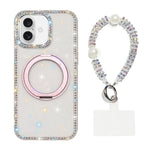 Custodia per telefono Diamond IMD con supporto magnetico in metallo e cinturino, rotazione a 360°., For iPhone 16 Pro, For iPhone 16