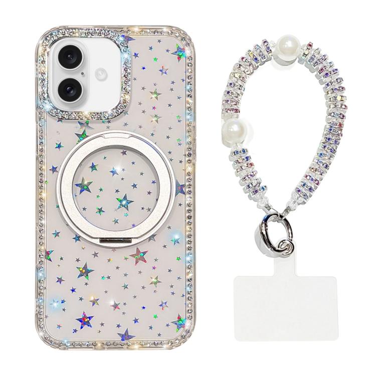 Custodia per telefono Diamond IMD con supporto magnetico in metallo e cinturino, rotazione a 360°., For iPhone 16 Pro, For iPhone 16
