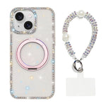 Custodia per telefono Diamond IMD con supporto magnetico in metallo e cinturino, rotazione a 360°., For iPhone 15, For iPhone 14