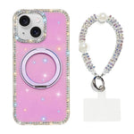 Custodia per telefono Diamond IMD con supporto magnetico in metallo e cinturino, rotazione a 360°., For iPhone 15, For iPhone 14