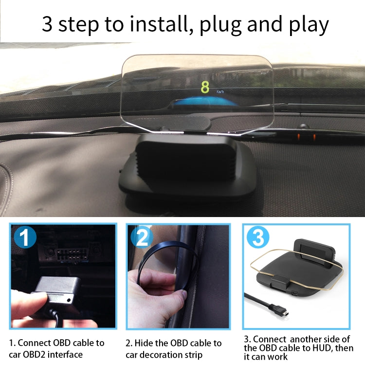 C1 OBD2 + Modalità GPS Car HUD Head-up Display Bussola/Velocità/Temperatura dell'acqua/Visualizzazione tensione/Allarme velocità/Allarme guasto, C1 Without Navigation Function