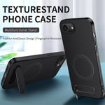 Custodia per telefono magnetica con supporto WANLONFENG e texture in fibra di carbonio., For iPhone 17e / 16e, For iPhone 17 Pro Max, For iPhone 17 Pro, For iPhone 17, For iPhone Air, For iPhone 16 Pro Max