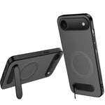 Custodia per telefono magnetica con supporto WANLONFENG e texture in fibra di carbonio., For iPhone 17e / 16e, For iPhone 17 Pro Max, For iPhone 17 Pro, For iPhone 17, For iPhone Air, For iPhone 16 Pro Max