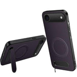 Custodia per telefono magnetica con supporto WANLONFENG e texture in fibra di carbonio., For iPhone 17e / 16e, For iPhone 17 Pro Max, For iPhone 17 Pro, For iPhone 17, For iPhone Air, For iPhone 16 Pro Max
