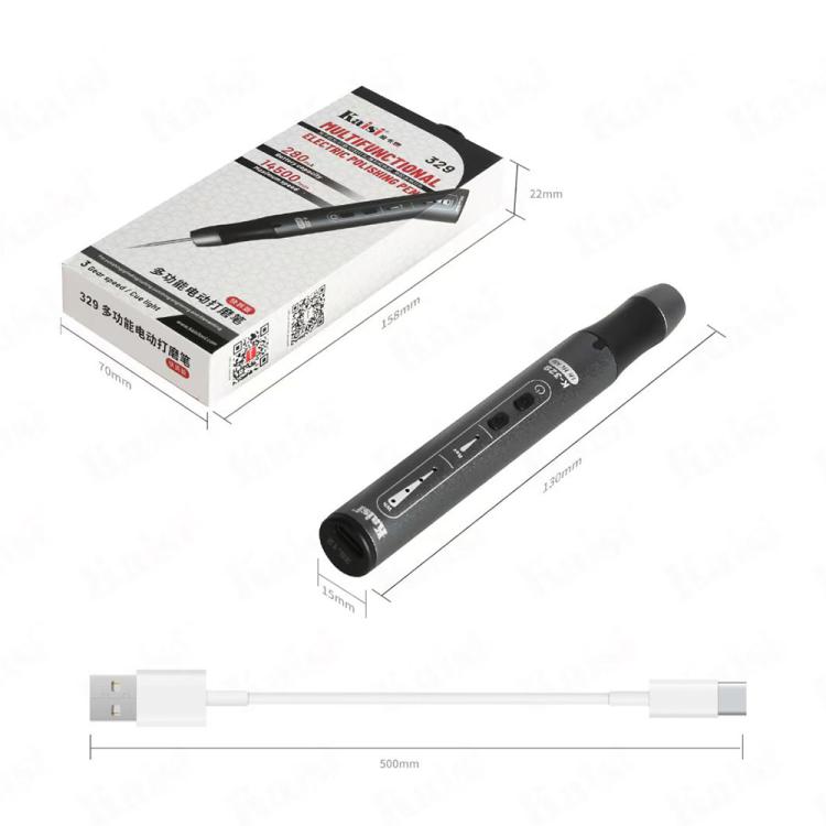Penna lucidante multifunzione ricaricabile Kaisi 329 con 9 testine abrasive, Kaisi 329