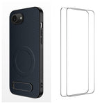 WANLONFENG Custodia per telefono magnetica con supporto integrato e texture in fibra di carbonio, con 2 pellicole protettive per lo schermo incluse., For iPhone 17e / 16e, For iPhone 17 Pro Max, For iPhone 17 Pro, For iPhone 17, For iPhone Air         ...