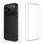 WANLONFENG Custodia per telefono magnetica con supporto integrato e texture in fibra di carbonio, con 2 pellicole protettive per lo schermo incluse., For iPhone 17e / 16e, For iPhone 17 Pro Max, For iPhone 17 Pro, For iPhone 17, For iPhone Air         ...