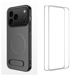 WANLONFENG Custodia per telefono magnetica con supporto integrato e texture in fibra di carbonio, con 2 pellicole protettive per lo schermo incluse., For iPhone 17e / 16e, For iPhone 17 Pro Max, For iPhone 17 Pro, For iPhone 17, For iPhone Air         ...