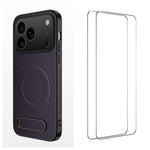 WANLONFENG Custodia per telefono magnetica con supporto integrato e texture in fibra di carbonio, con 2 pellicole protettive per lo schermo incluse., For iPhone 17e / 16e, For iPhone 17 Pro Max, For iPhone 17 Pro, For iPhone 17, For iPhone Air         ...
