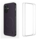 WANLONFENG Custodia per telefono magnetica con supporto integrato e texture in fibra di carbonio, con 2 pellicole protettive per lo schermo incluse., For iPhone 17e / 16e, For iPhone 17 Pro Max, For iPhone 17 Pro, For iPhone 17, For iPhone Air         ...