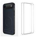 WANLONFENG Custodia per telefono magnetica con supporto integrato e texture in fibra di carbonio, con 2 pellicole protettive per lo schermo incluse., For iPhone 17e / 16e, For iPhone 17 Pro Max, For iPhone 17 Pro, For iPhone 17, For iPhone Air         ...