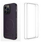 WANLONFENG Custodia per telefono magnetica con supporto integrato e texture in fibra di carbonio, con 2 pellicole protettive per lo schermo incluse., For iPhone 16 Pro, For iPhone 16, For iPhone 15 Pro Max, For iPhone 15 Pro, For iPhone 15, For iPhone 14