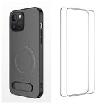 WANLONFENG Custodia per telefono magnetica con supporto integrato e texture in fibra di carbonio, con 2 pellicole protettive per lo schermo incluse., For iPhone 16 Pro, For iPhone 16, For iPhone 15 Pro Max, For iPhone 15 Pro, For iPhone 15, For iPhone 14