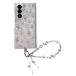 Custodia per telefono antiurto con glitter e motivo floreale fresco, con cinturino e chiusura magnetica., For Samsung Galaxy Z Flip7 FE / 6, For Samsung Galaxy Z Fold7 5G, For Samsung Galaxy Z Flip7 5G, For Samsung Galaxy Z Fold6                       ...